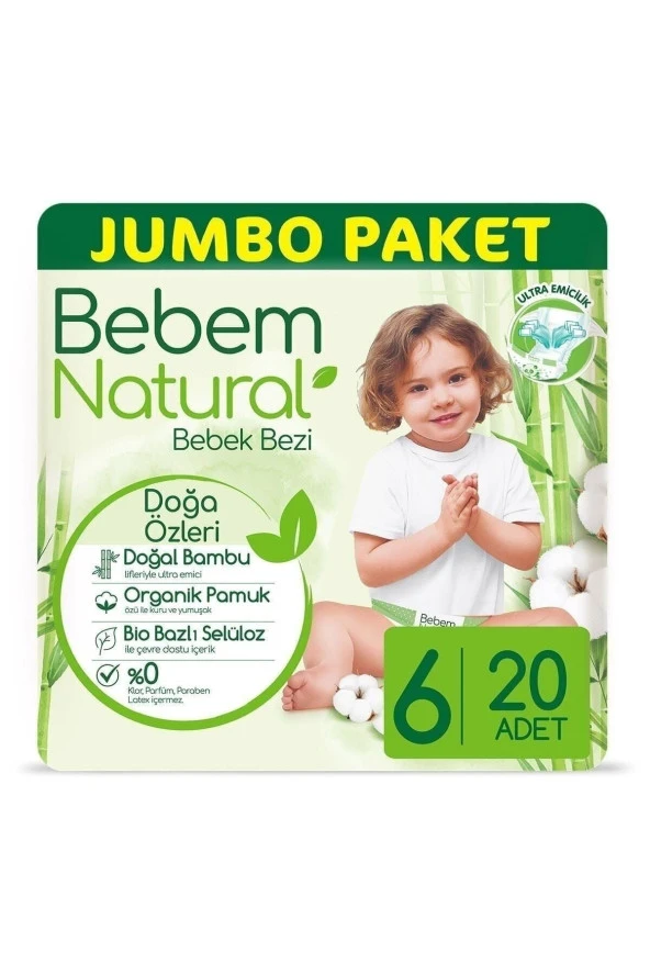 BEBEM NATURAL Bebek Bezi 6 Beden Ekstra Large 20 Adet