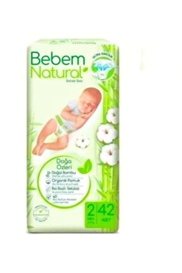 BEBEM NATURAL Bebek Bezi Natural Jumbo Pk Beden:2 3-6 Kg Mini 42 Adet