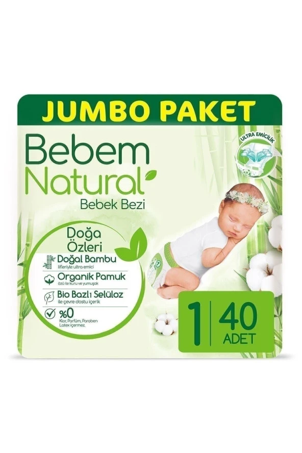 BEBEM NATURAL 1 Yenidoğan 2-5 Kg 40 Adet Jumbo