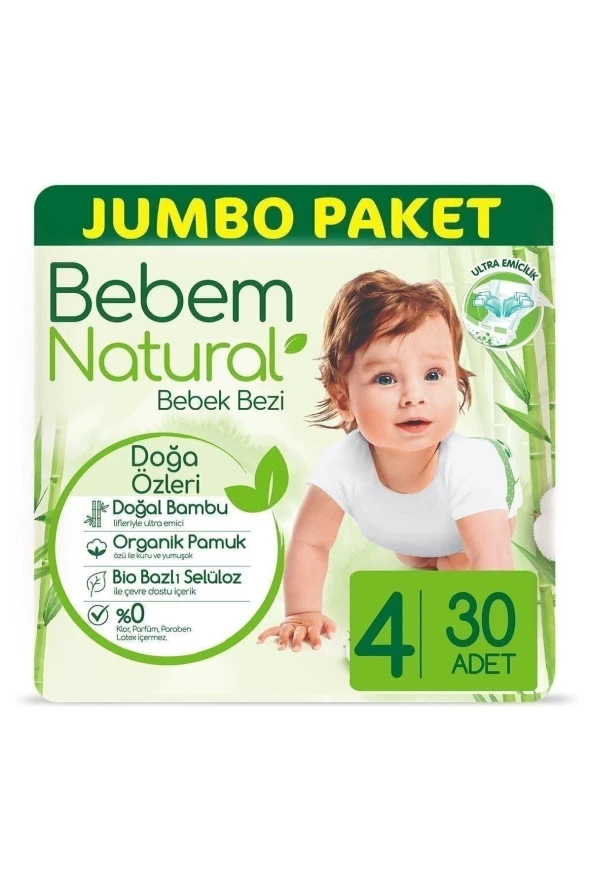 BEBEM NATURAL Bebek Bezi 4 Beden Maxi 30 Adet