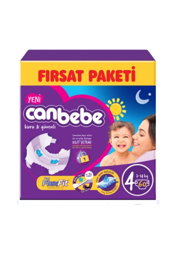 CANBEBE 4 Beden Maxi Bebek Bezi 60 Adet