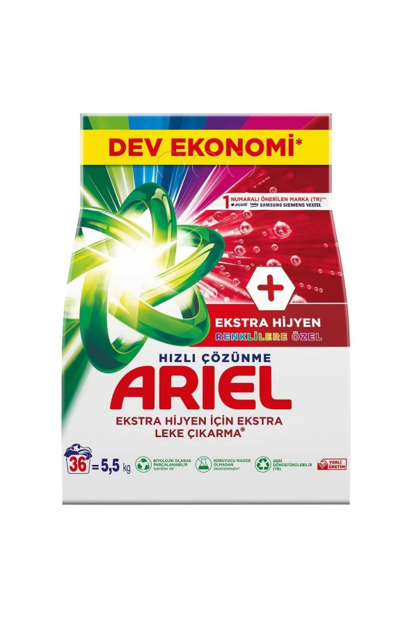 ARİEL Oxı 5,5 Kg Renklilere Özel Hızlı Çözünme Toz Çamaşır Deterjanı - 2