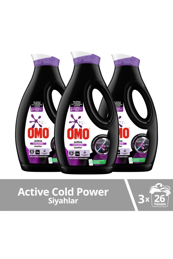 OMO Sıvı Active Cold Power Siyahlar I?Çin Çamaşır Deterjanı 1690 Ml X3