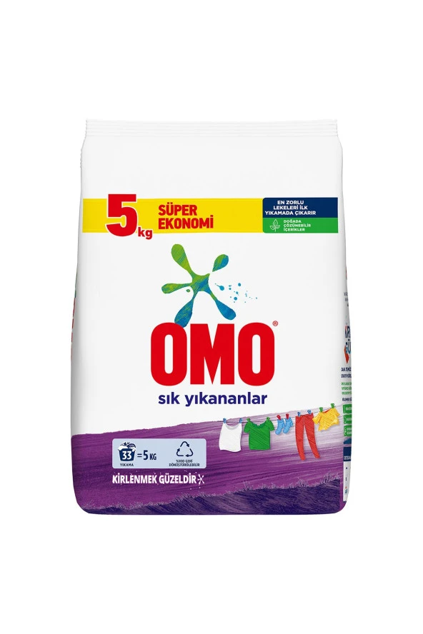 OMO Toz Çamaşır Deterjanı Sık Yıkananlar Zorlu Lekeleri I?Lk Yıkamada Çıkarır 5 Kgx1