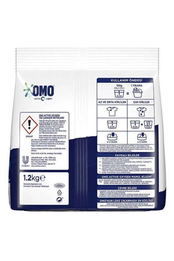 OMO Matik Active Oxygen Toz Deterjan 1,2 Kg