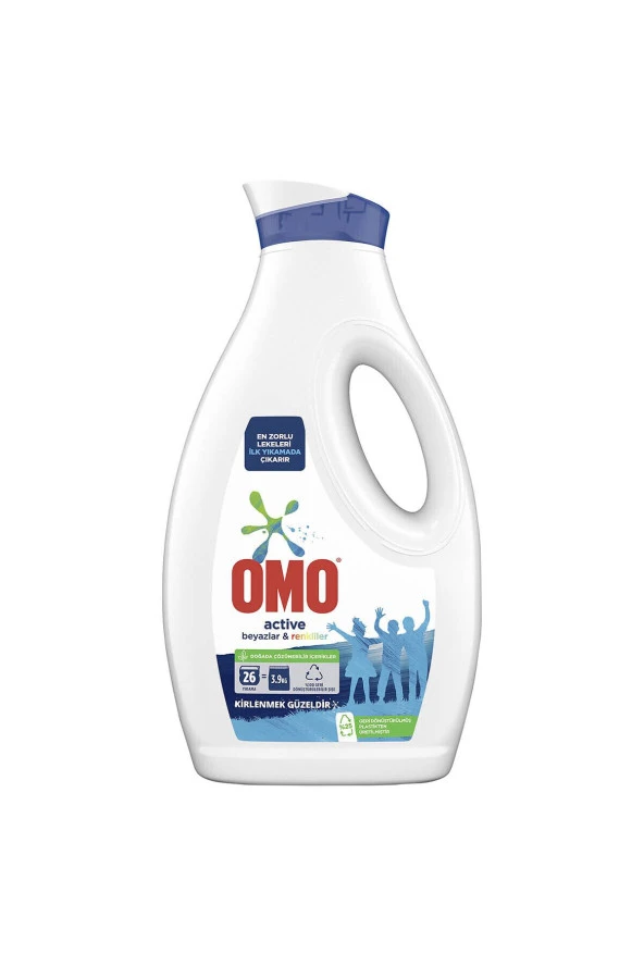 OMO Sıvı Deterjan Active Beyazlar Ve Renkliler 26 Yıkama 1690 Ml