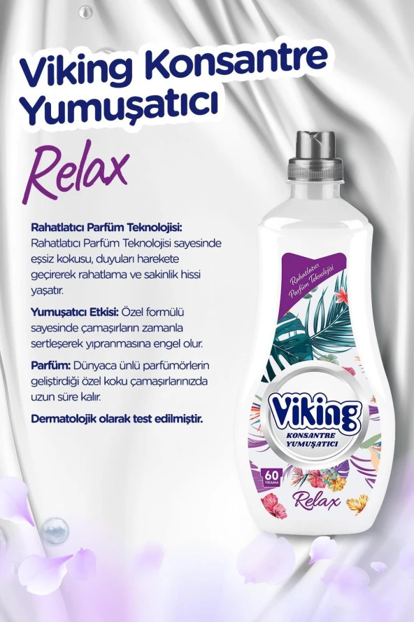 VİKİNG Konsantre Çamaşır Yumuşatıcısı Relax 1440 Ml 6 Adet