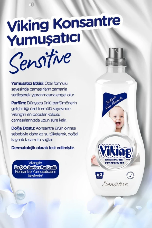 VİKİNG Konsantre Çamaşır Yumuşatıcısı Sensitive 1440 Ml 1 Adet