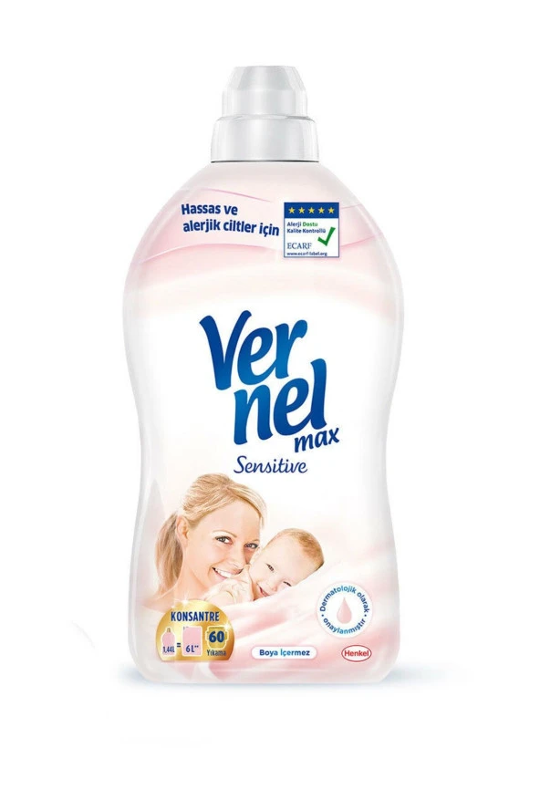 VERNEL Max Konsantre Çamaşır Yumuşatıcısı 1440 Ml (60 Yıkama) Sensitive