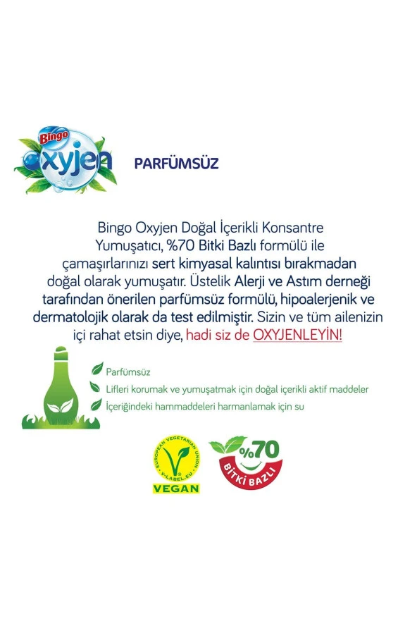 BİNGO Oxyjen Konsantre Yumuşatıcı 1320 Ml Parfümsüz