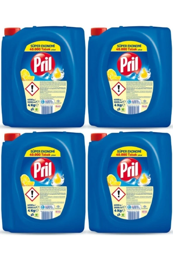 PRİL Sıvı Bulaşık Deterjanı Limon 4 Kg 4 Adet