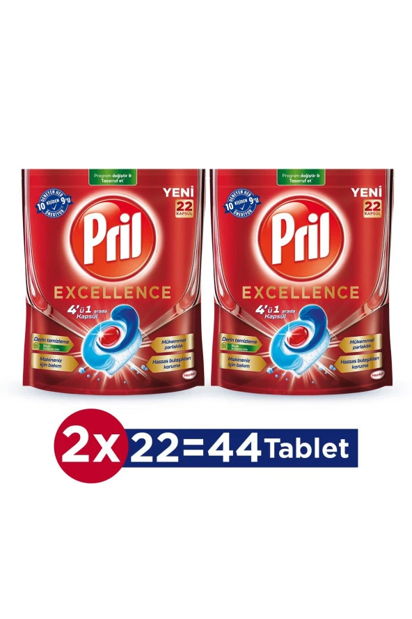 PRİL Excellence 4 Ü 1 Arada 44 Kapsül ( 2 X 22 Li Paket)