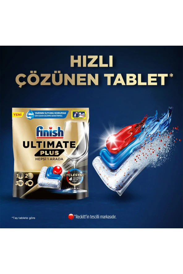 FİNİSH Ultimate Plus Hepsi Bir Arada 120 Kapsül Bulaşık Makinesi Deterjanı Tableti (60X2) - 2
