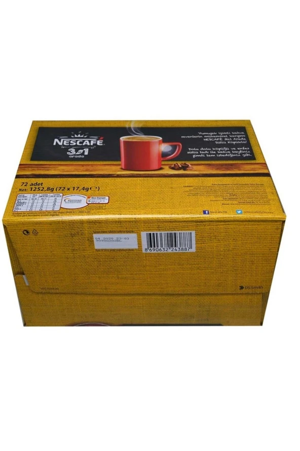 NESTLE Nescafe 3'Ü 1 Arada Sütlü Köpüklü 192'Li ( 4 X 48'Li ) - Resim 3