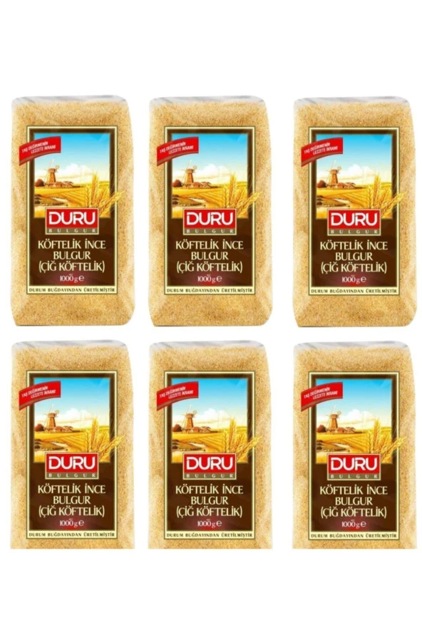 DURU Köftelik Ince Bulgur (Çiğköftelik) 1 Kg X 6 Adet