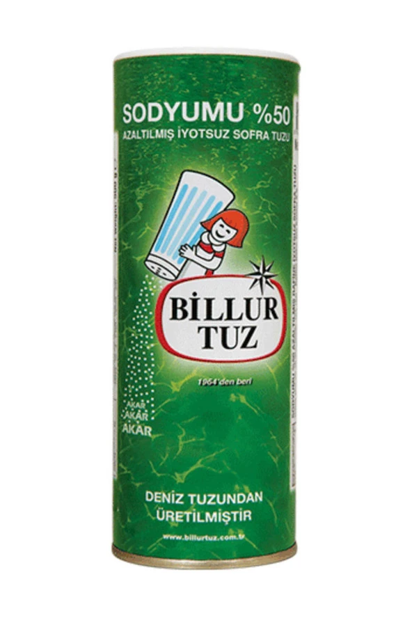 BİLLUR Sodyumu Azaltılmış İyotsuz Tuz 500 Gr