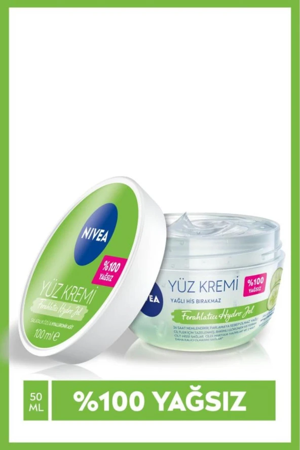 NİVEA Ferahlatıcı Hydro Jel Yüz Bakım Kremi 100Ml,Hyaluronik Asit,Yağlı Cilt,Parlama Karşıtı Nemlendirici
