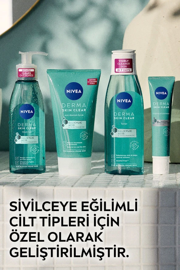 NİVEA Derma Skin Clear Sivilce Karşıtı Yüz Temizleyici Peeling 150 Ml, Salisilik Asit (Bha) - 3