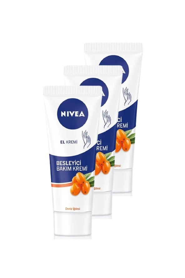 NİVEA Deniz Iğdesi Ve E Vitamini Besleyici Bakım El Kremi 75 Ml 3'Lü Set