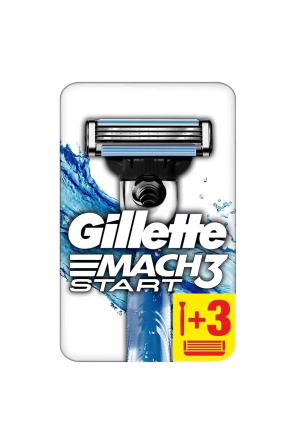 GİLLETTE Mach3 Start Tıraş Makinesi + 3'Lü Yedek Tıraş Bıçağı