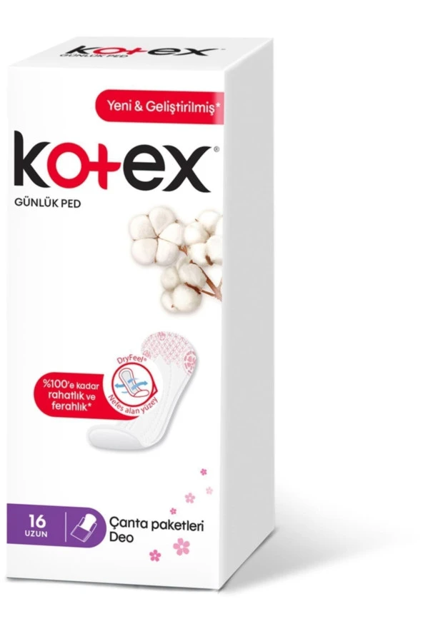 KOTEX Uzun Günlük Ped Parfümlü 16'Lı