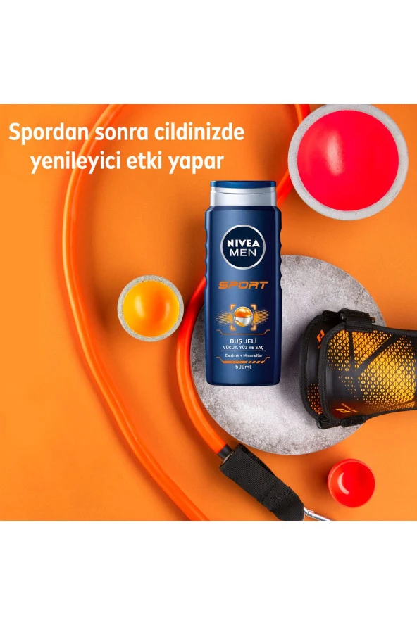 NİVEA Men Erkek Banyo Ve Duş Jeli Sport  500 Ml, Vücut,Yüz Ve Saç İçin,24 Saat Ferahlık - 6