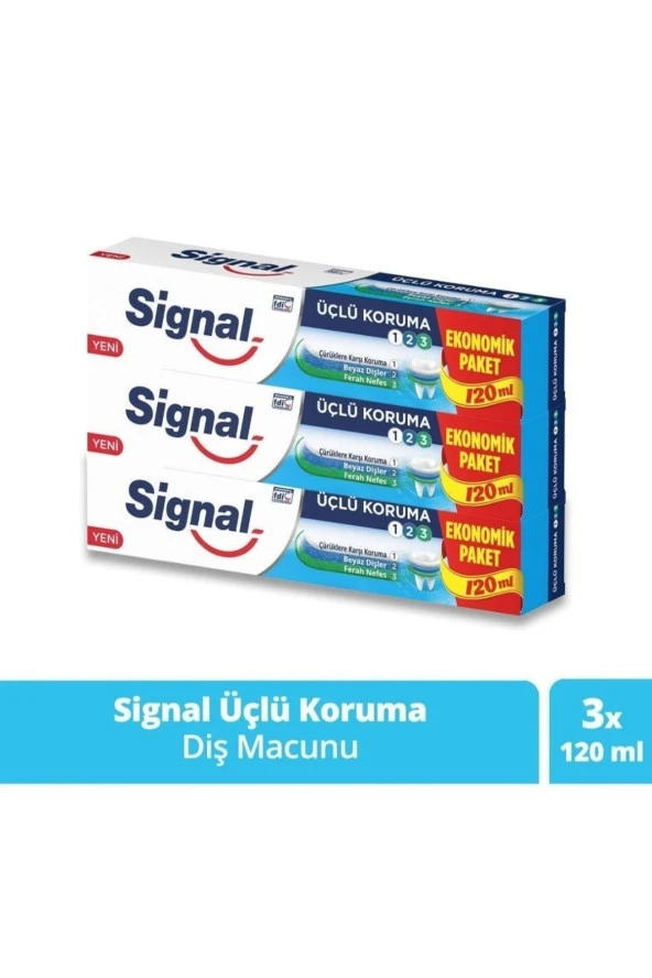 SİGNAL Üçlü Koruma Diş Macunu 120 Ml X 3 Adet