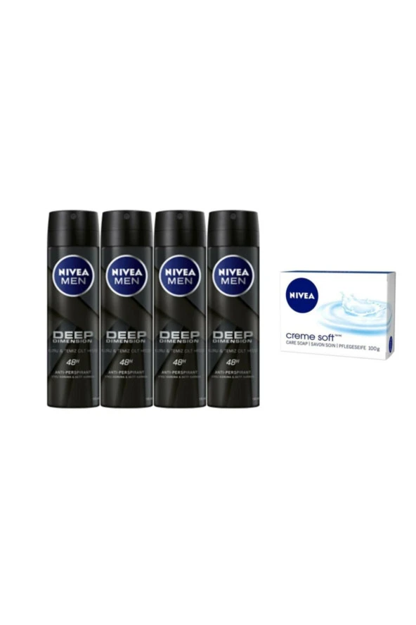 NİVEA Men Deep Dimension Erkek Deodorant 150 Ml X 4 Adet