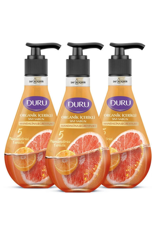 DURU Organik Içerikli Mandalina & Greyfurt Sıvı Sabun 3X500Ml