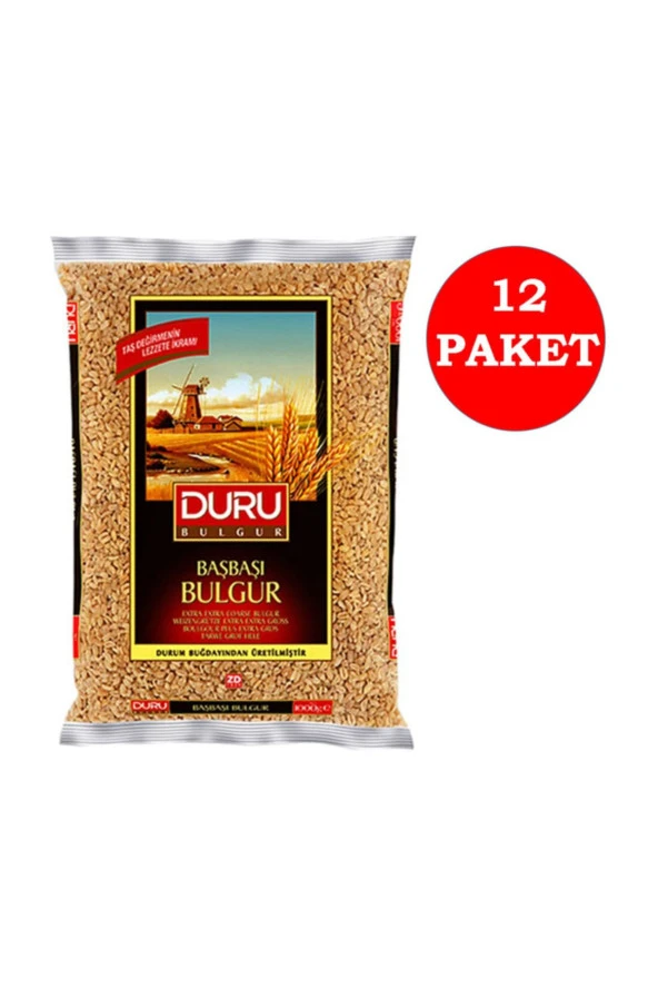 DURU Bakliyat Bulgur 1 Kg Başbaşı Pilavlık X 12 Paket