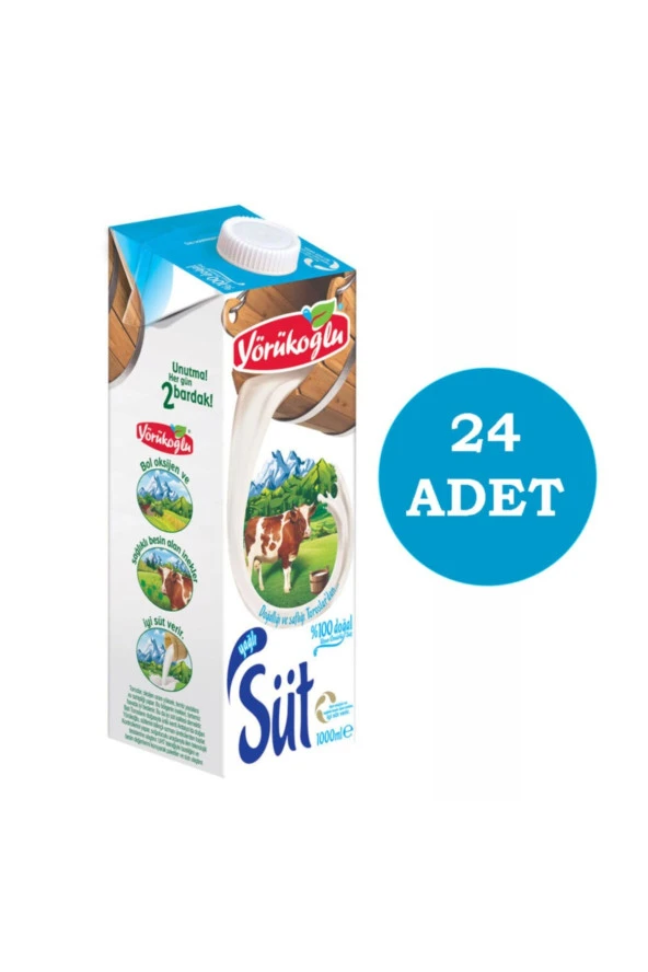 YÖRÜK Oğlu Süt Tam Yağlı 1 Lt X 24 Adet (2 Koli)