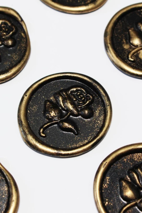 Mühürcüm Antique Rosebuds 12 Adet 3D Hazır Kendinden Yapışkanlı Sticker Mühür RM2105 - 2