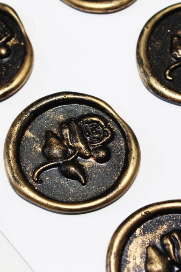 Mühürcüm Antique Rosebuds 12 Adet 3D Hazır Kendinden Yapışkanlı Sticker Mühür RM2105 - 3