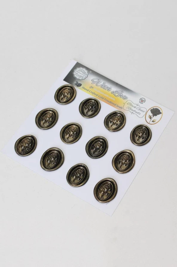 Mühürcüm Black Gold Rosebuds 12 Adet 3D Hazır Kendinden Yapışkanlı Sticker Mühür RM2106