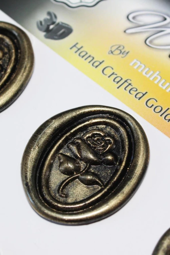 Mühürcüm Black Gold Rosebuds 12 Adet 3D Hazır Kendinden Yapışkanlı Sticker Mühür RM2106 - 5