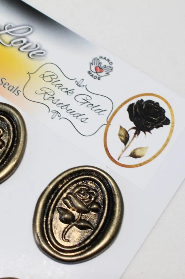 Mühürcüm Black Gold Rosebuds 12 Adet 3D Hazır Kendinden Yapışkanlı Sticker Mühür RM2106 - 6