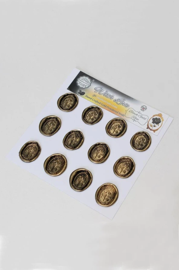 Mühürcüm Black Gold Rose 12 Adet 3D Hazır Kendinden Yapışkanlı Sticker Mühür RM2109