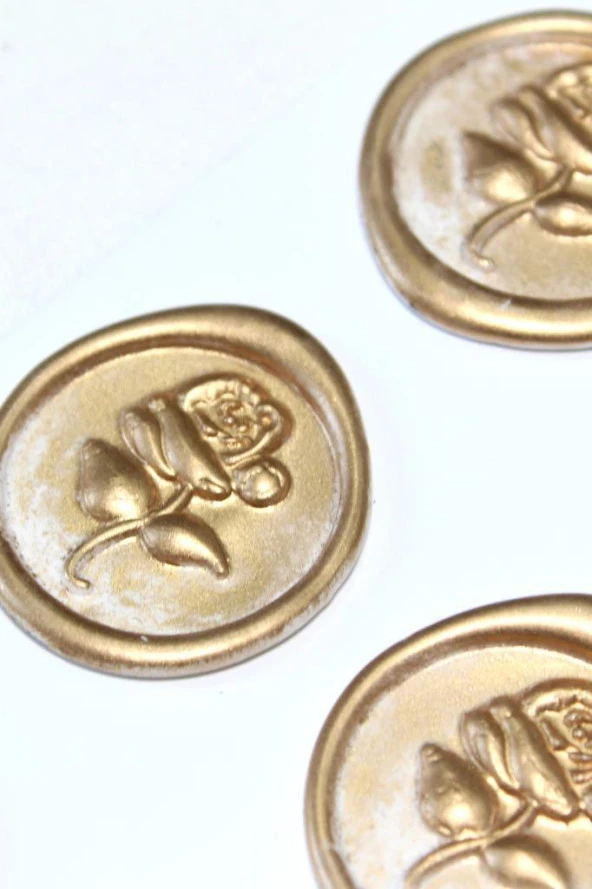 Mühürcüm White Gold Rosebuds 12 Adet 3D Hazır Kendinden Yapışkanlı Sticker Mühür RM2107 - 3
