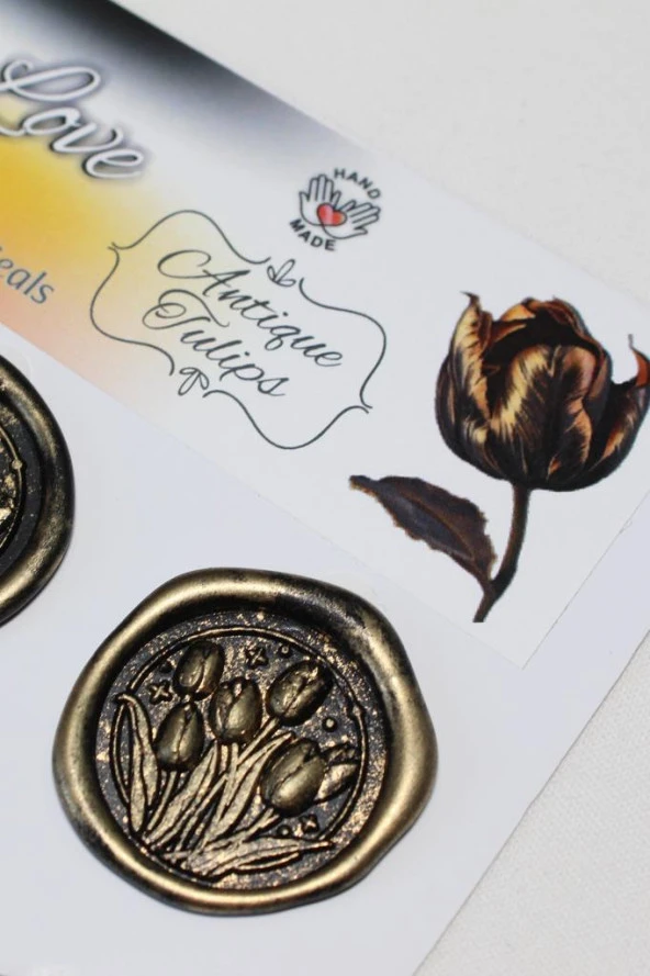Mühürcüm Antique Tulips 12 Adet 3D Hazır Kendinden Yapışkanlı Sticker Mühür RM2108 - 2