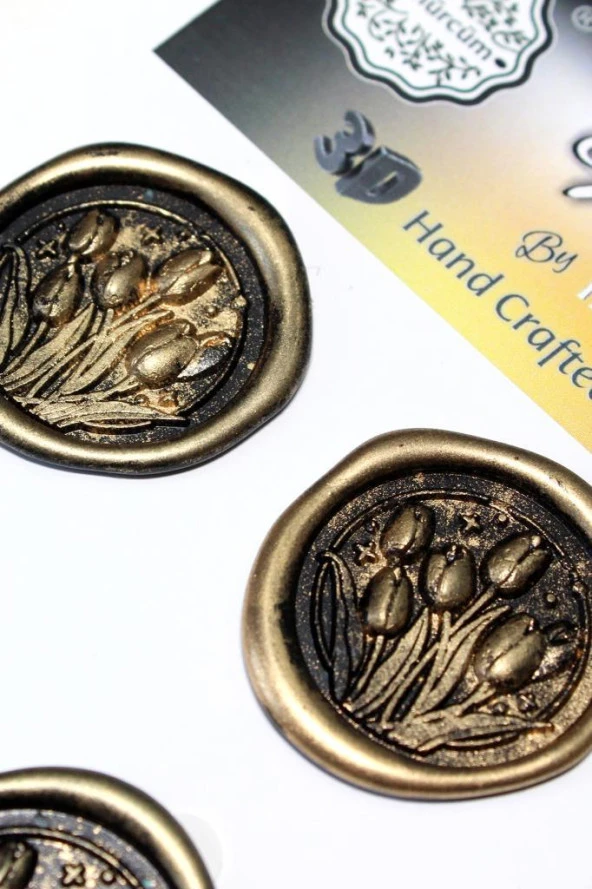 Mühürcüm Antique Tulips 12 Adet 3D Hazır Kendinden Yapışkanlı Sticker Mühür RM2108 - 3