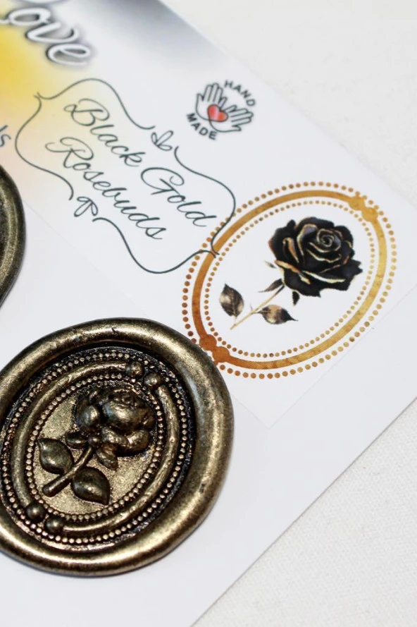 Mühürcüm Black Gold Rosebuds 12 Adet 3D Hazır Kendinden Yapışkanlı Sticker Mühür RM2110 - 4