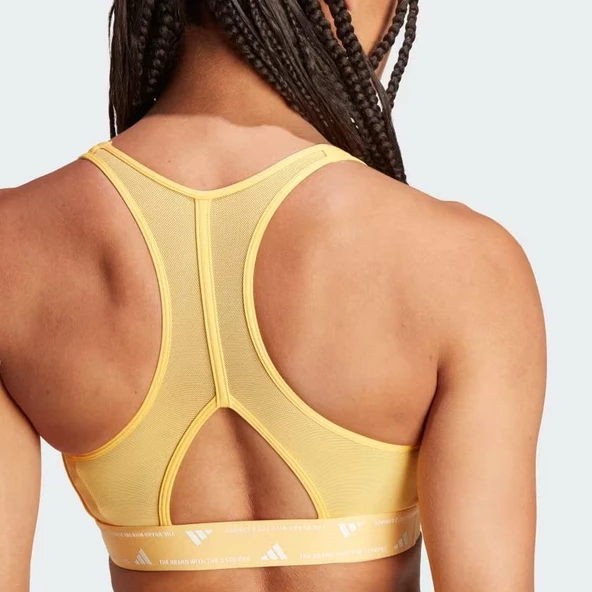 Adidas IU1712 Power Impact Train Medium-Support 3-Stripes Bra Sarı - 2