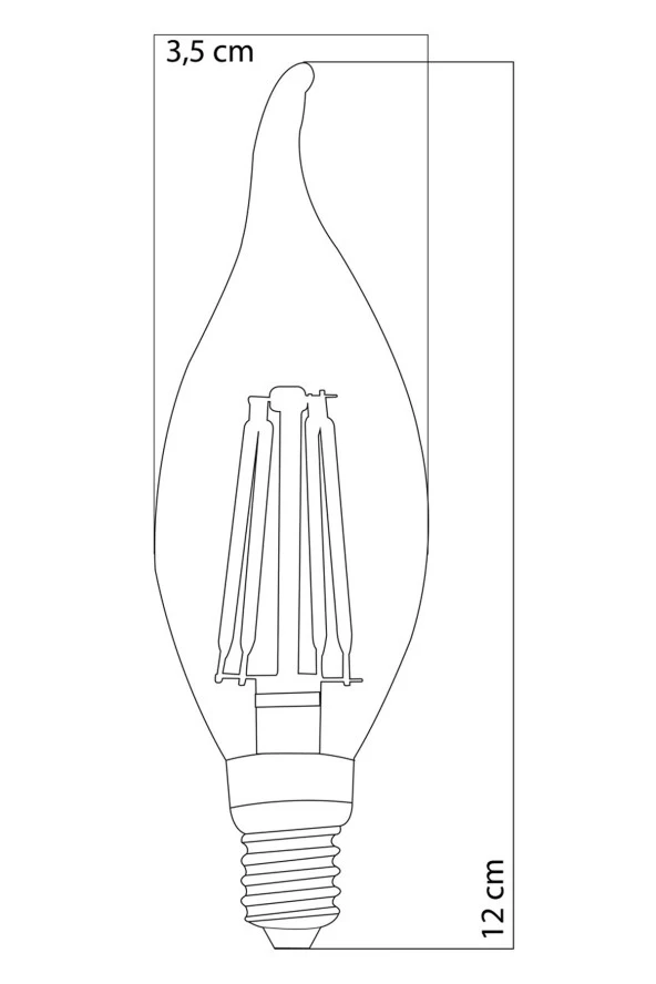 Heka 10'lu Led Filament Rustik Ampul Kıvrık Uç 6W E14 6500K (Beyaz Işık) - 2