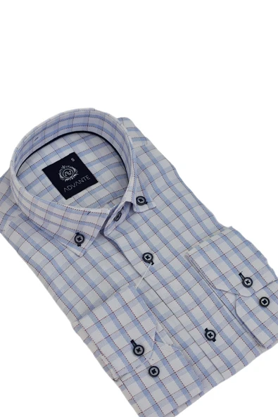 Erkek Klasik Uzun Kol Ekose Gömlek BGL-ST03509 - Resim 12