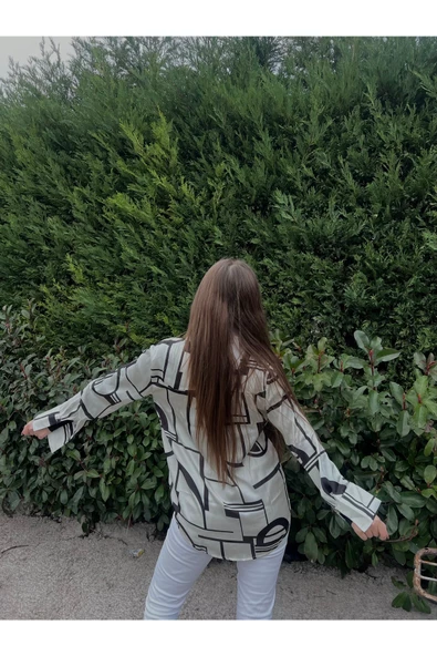 CİZGİLİ SATEN GÖMLEK - Resim 3