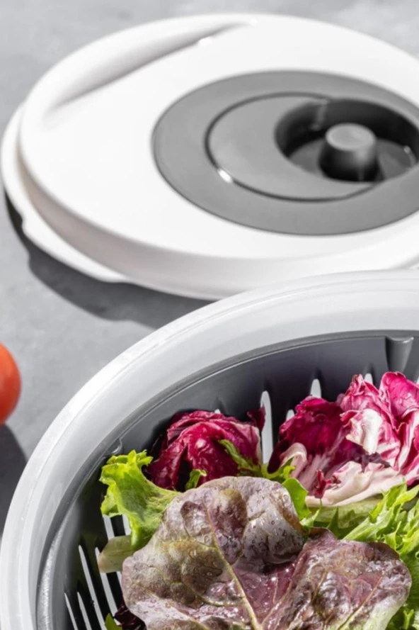 Flora Pratik Salata ve Sebze Kurutucu 4,5 Litre, Meyve Sebze Marul Yeşillik Yıkama Kurutma Kabı Antrasit - 3