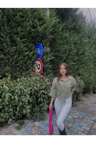 HAKİ YAN DETAYLI GÖMLEK - 4