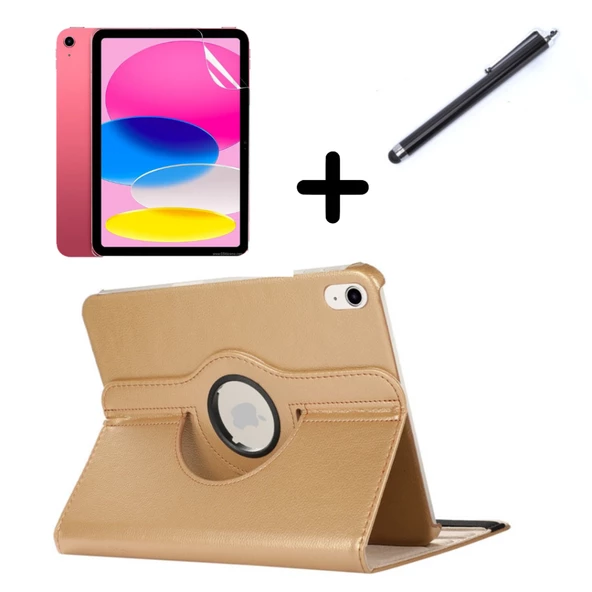 Apple iPad Mini 4 / Mini 5 Kılıf Dönen Tablet Kilifi Ekran Koruyucu+Kalem - 3