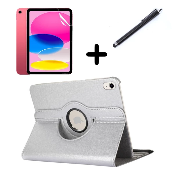 Apple iPad Mini 4 / Mini 5 Kılıf Dönen Tablet Kilifi Ekran Koruyucu+Kalem - 4