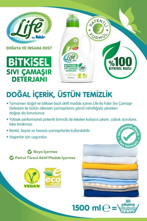 LİFE BY FAKİR Bitkisel Bazlı Vegan Sıvı Çamaşır Deterjanı 1500Ml X 6 Adet Avantaj Seti - 3